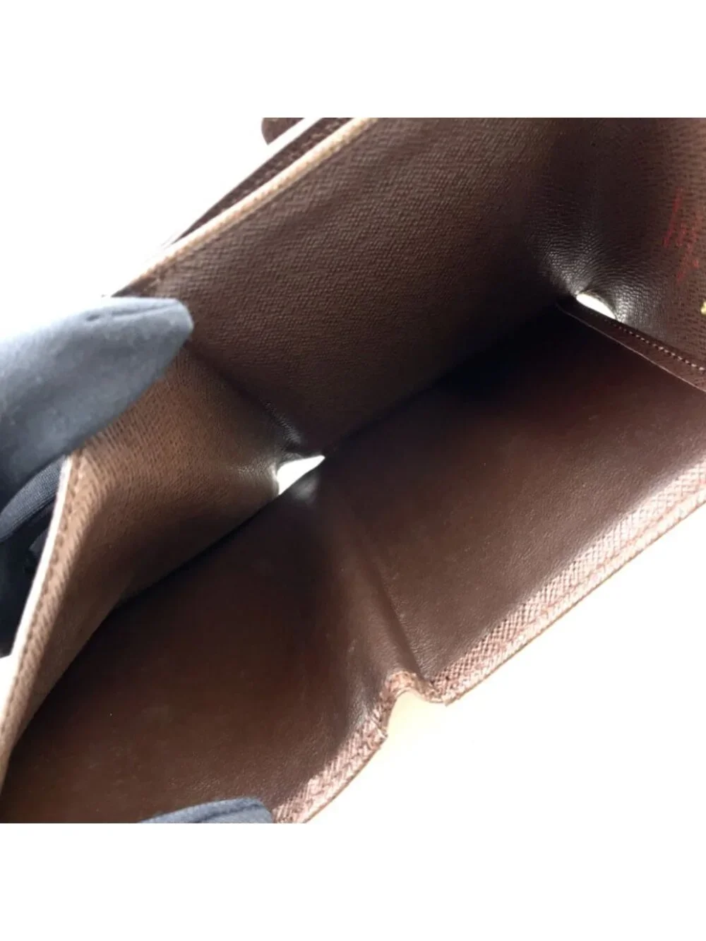 Louis Vuitton Portefeuille Elise Damier Ebene Leather with Initials Brown Hook